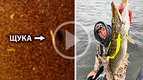 Как видит щуку эхолот | Рыбалка со спиннингом с лодки видео