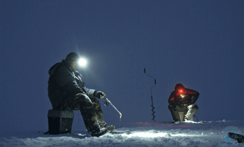 Ловля со льда ночью